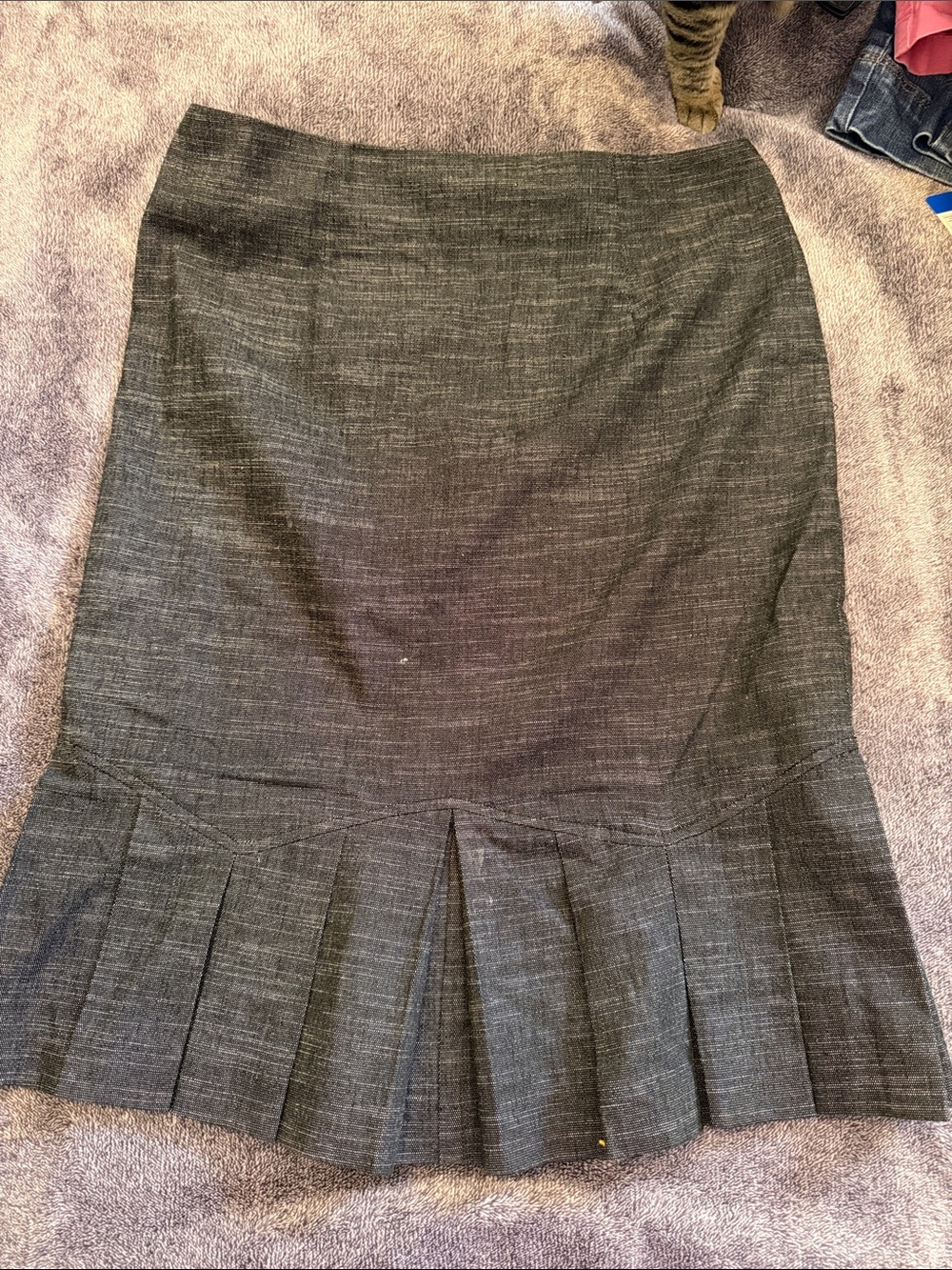 Bwear Heathered Charcoal Pencil Skirt with Pleated Hem